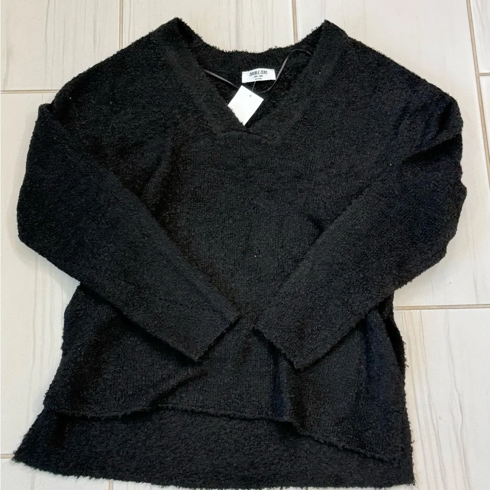 New Double Zero black V Neck sweater Large L - Picture 3 of 5